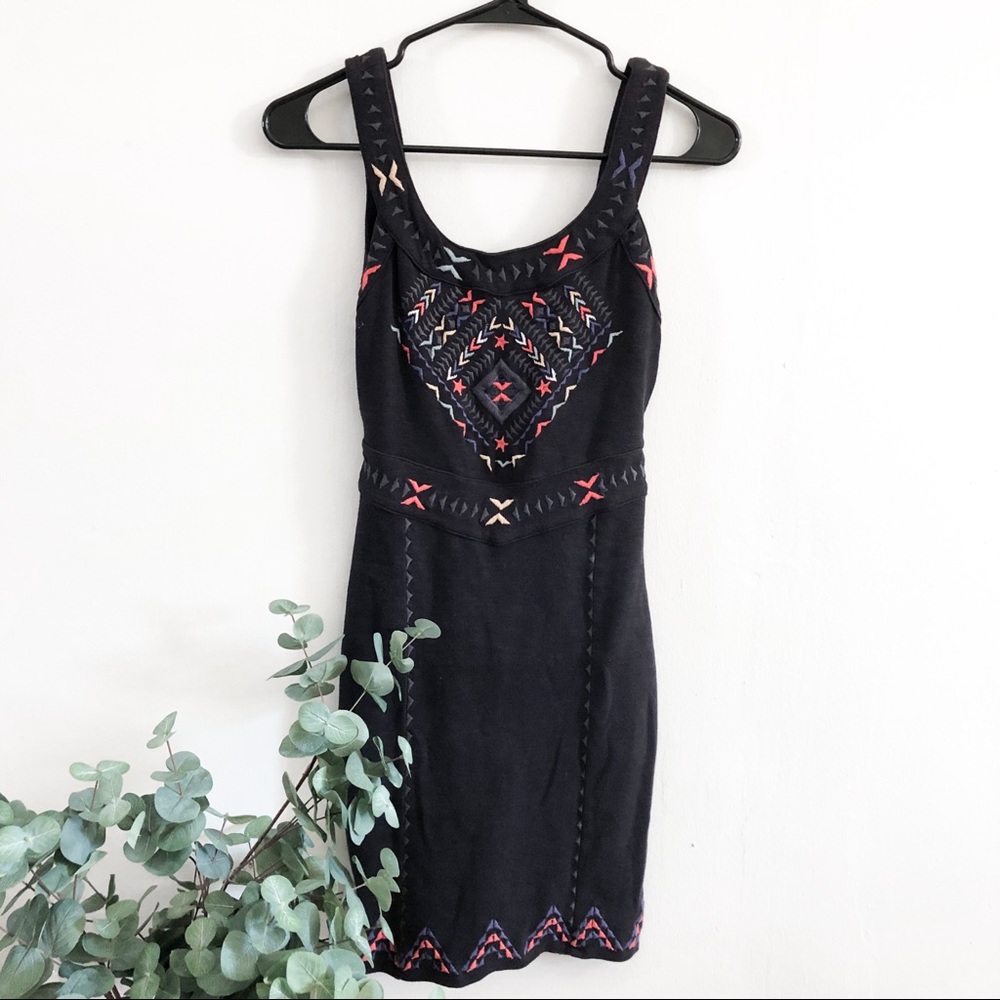 Free People Black Mini Bodycon Dress